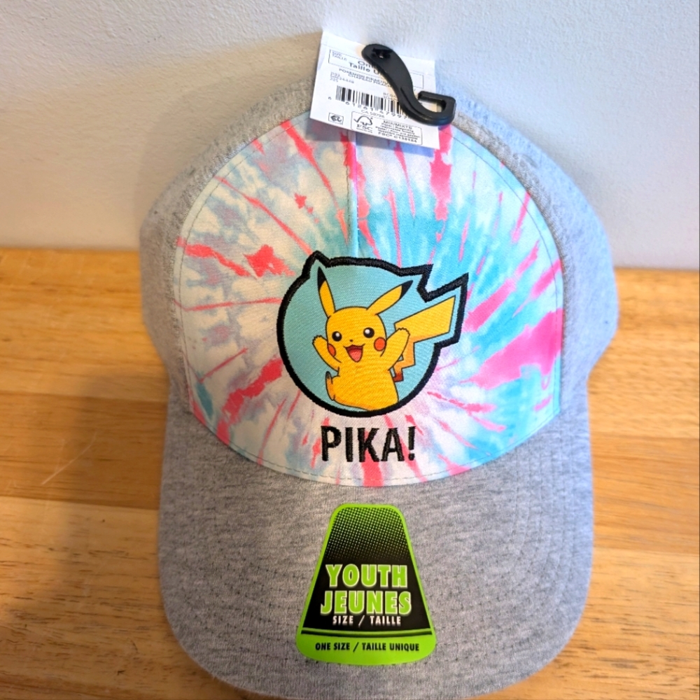 Pokemon Pikachu Tie-Dye Kids Hat - Gray and Multicolor